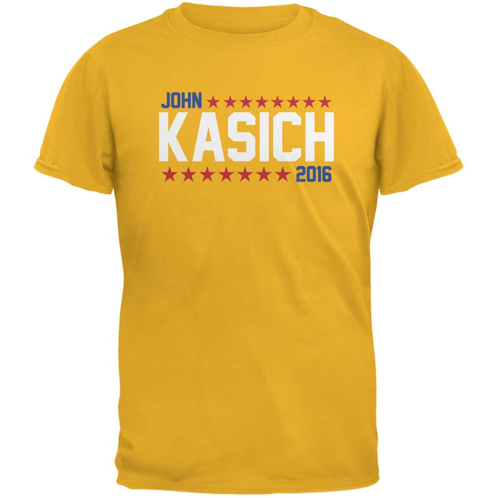 Election John Kasich 2016 American Stars Gold Adult T-Shirt Men's T-Shirts Old Glory 2XL Yellow 