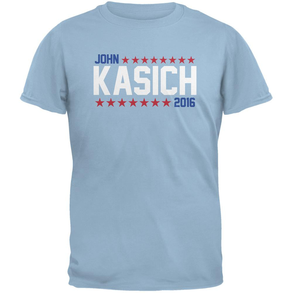 Election John Kasich 2016 American Stars Light Blue Adult T-Shirt Men's T-Shirts Old Glory 2XL Blue 