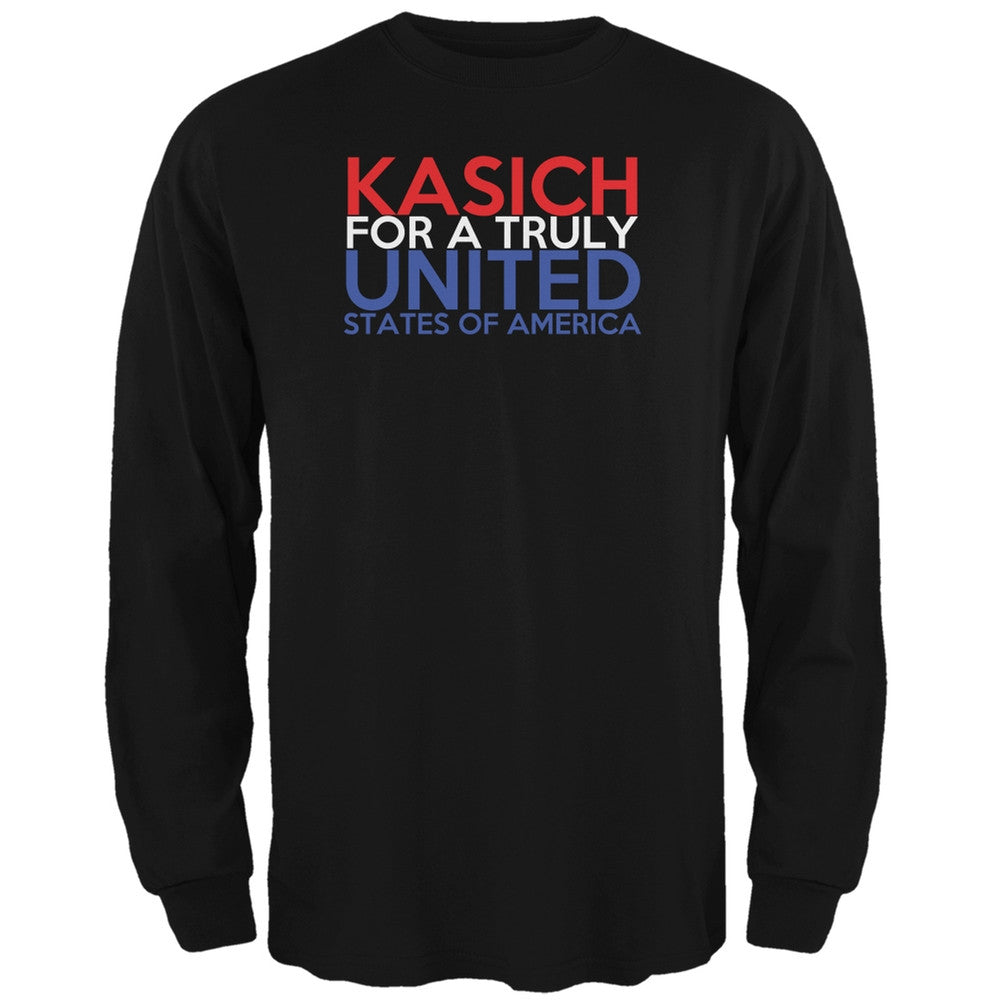 Election 2016 John Kasich Truly United Black Adult Long Sleeve T-Shirt Men's Long Sleeves Old Glory 2XL Black 