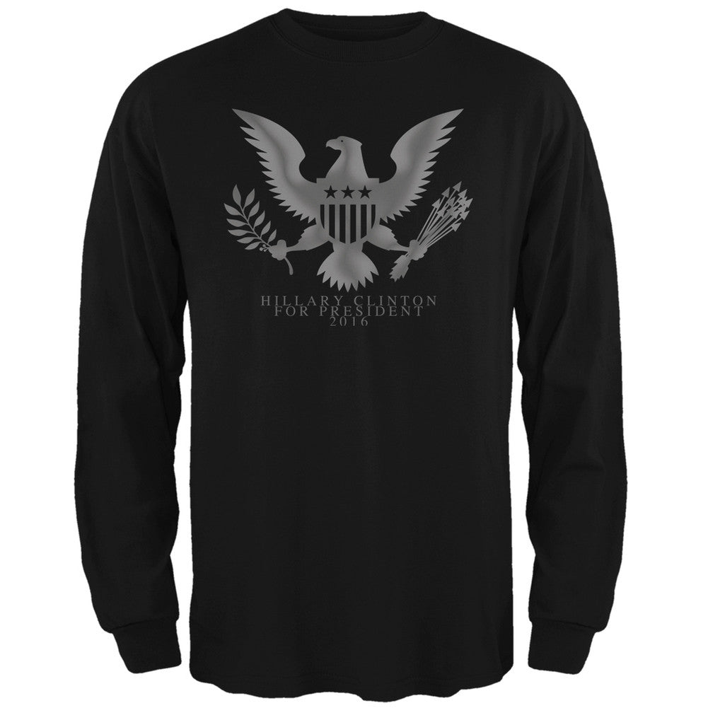 Election 2016 Hillary Clinton President Seal Black Adult Long Sleeve T-Shirt Men's Long Sleeves Old Glory 2XL Black 