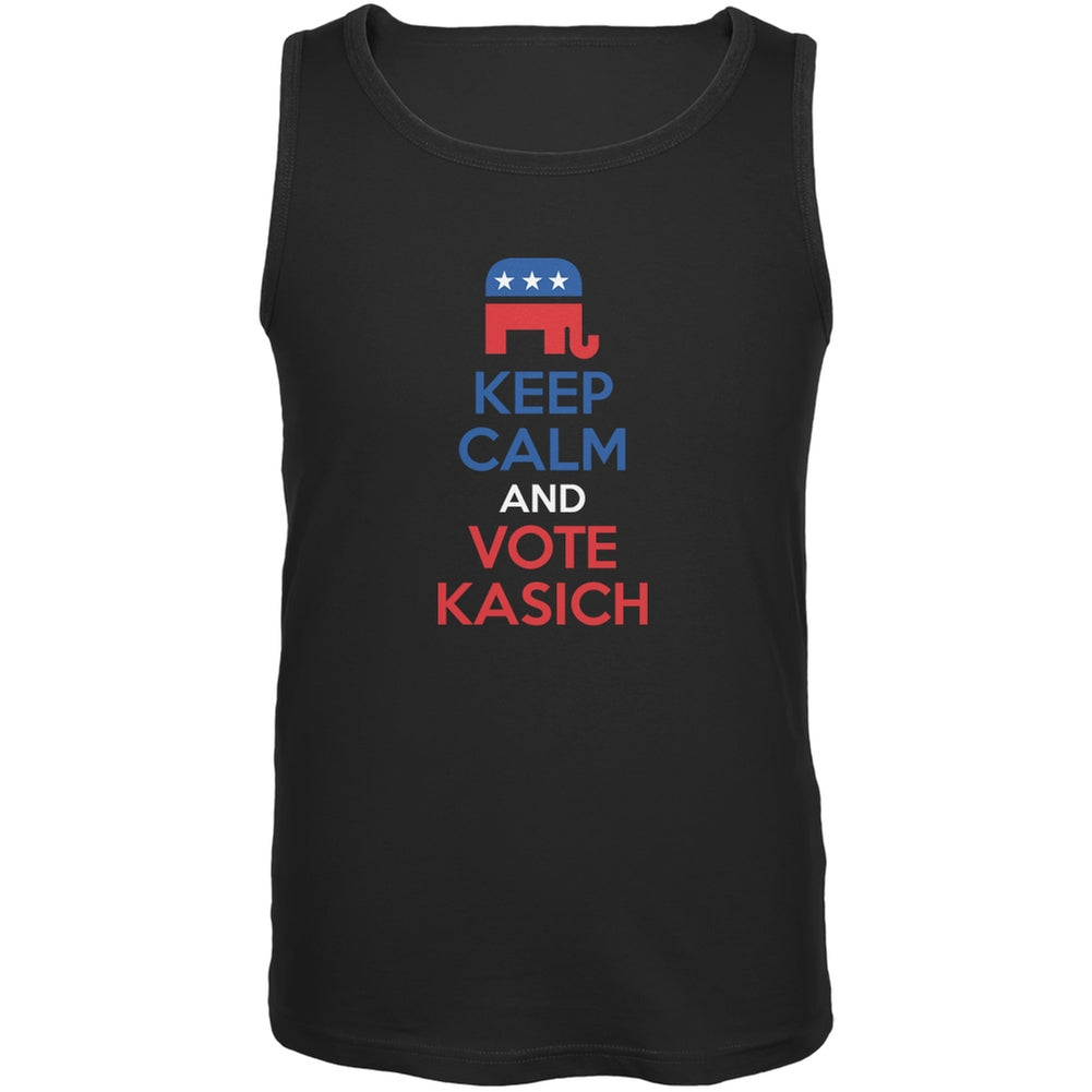 Election 2016 Keep Calm Vote John Kasich Black Adult Tank Top Men's Tank Tops Old Glory 2XL Black 