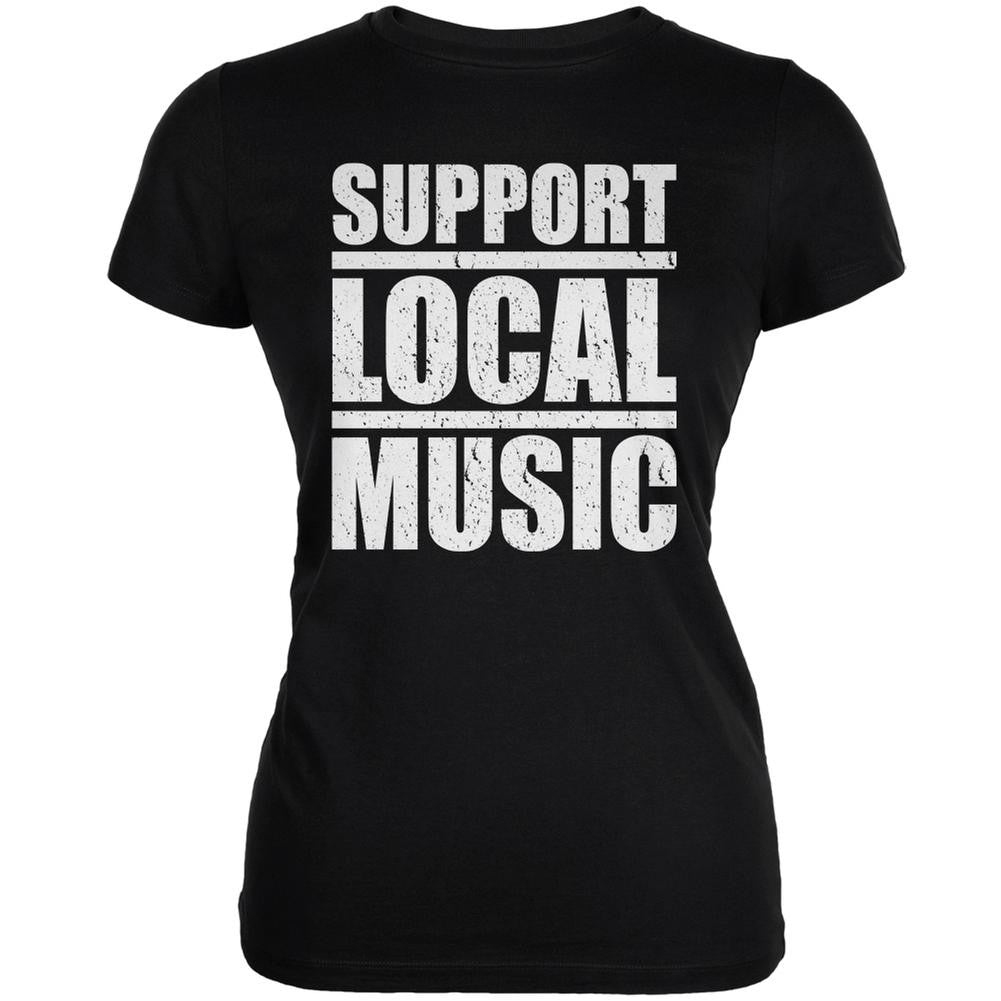 Support Local Music Black Juniors Soft T-Shirt Juniors T-Shirts Old Glory 2XL Black 