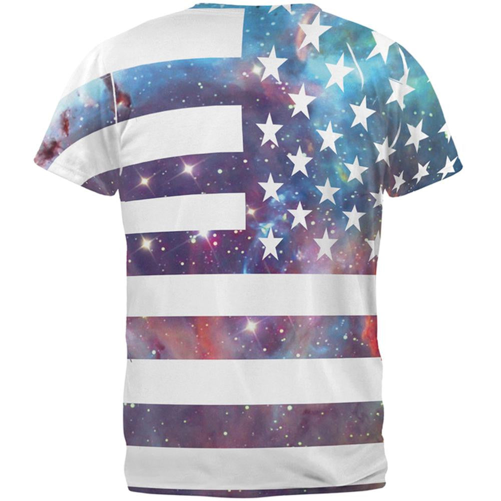 Galaxy American Flag All Over Adult T-Shirt Men's T-Shirts Old Glory   
