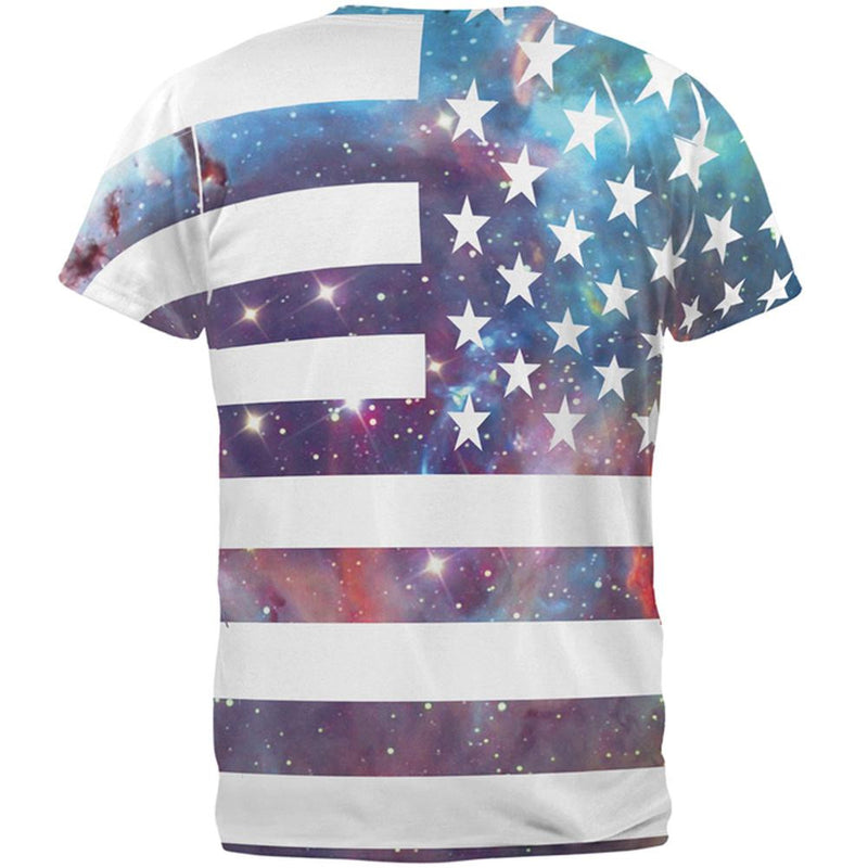 Galaxy American Flag All Over Adult T-Shirt Men's T-Shirts Old Glory   