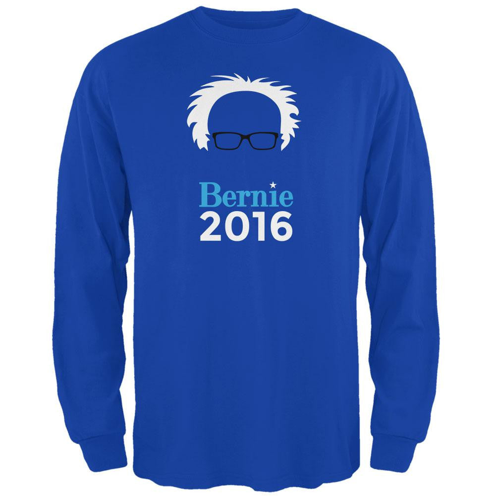 Election 2016 Bernie Sanders Hair Minimalist Royal Adult Long Sleeve T-Shirt Men's Long Sleeves Old Glory 2XL Blue 