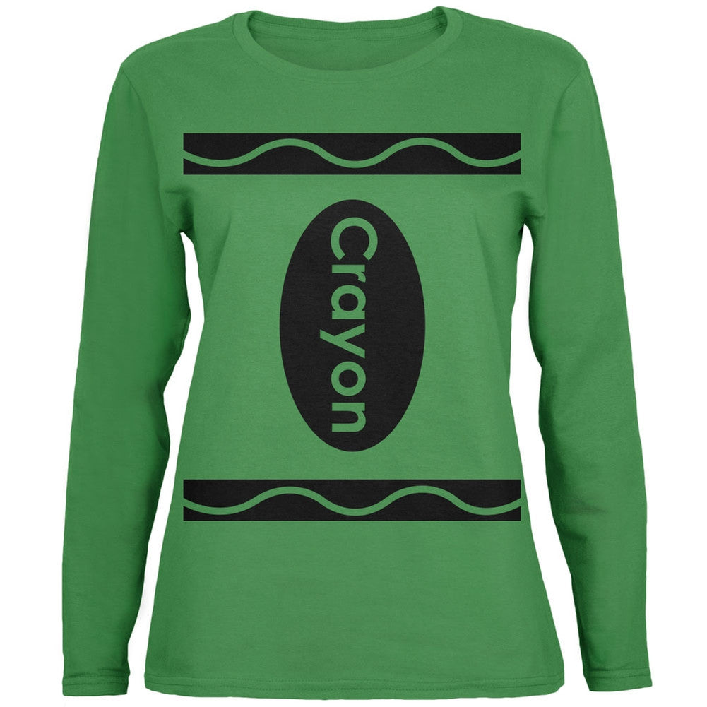 Halloween Crayon Costume Green Womens Long Sleeve T-Shirt Women's Long Sleeves Old Glory   