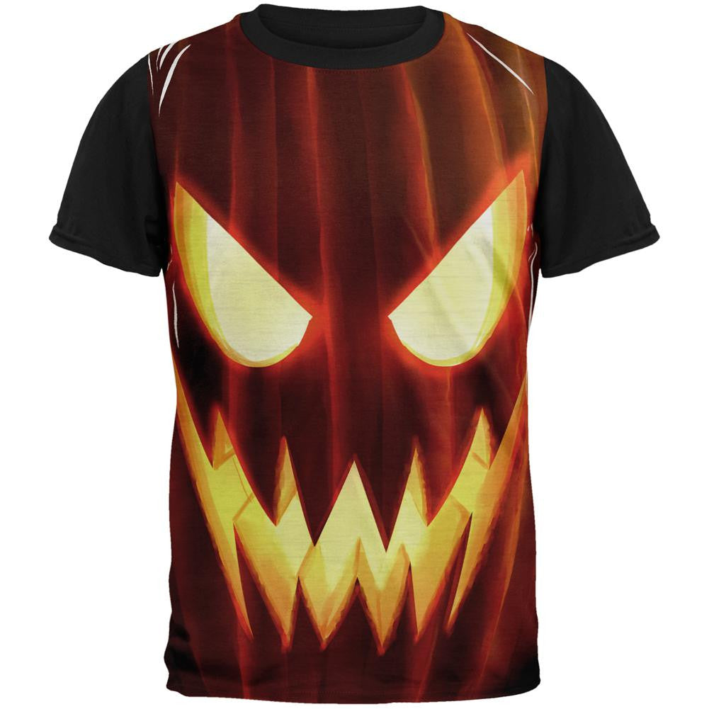 Halloween All Over JackOLantern Adult Black Back T-Shirt Men's T-Shirts Old Glory SM Multi 