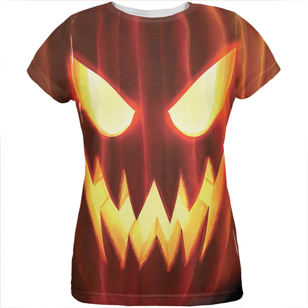 Halloween All Over JackOLantern Womens T-Shirt Women's T-Shirts Old Glory 2XL Multi 