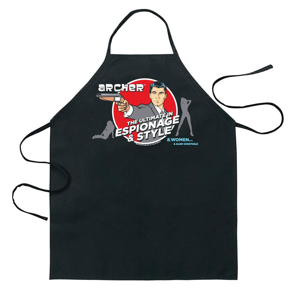 Archer - The Ultimate in Espionage Apron Aprons Old Glory OS Black 