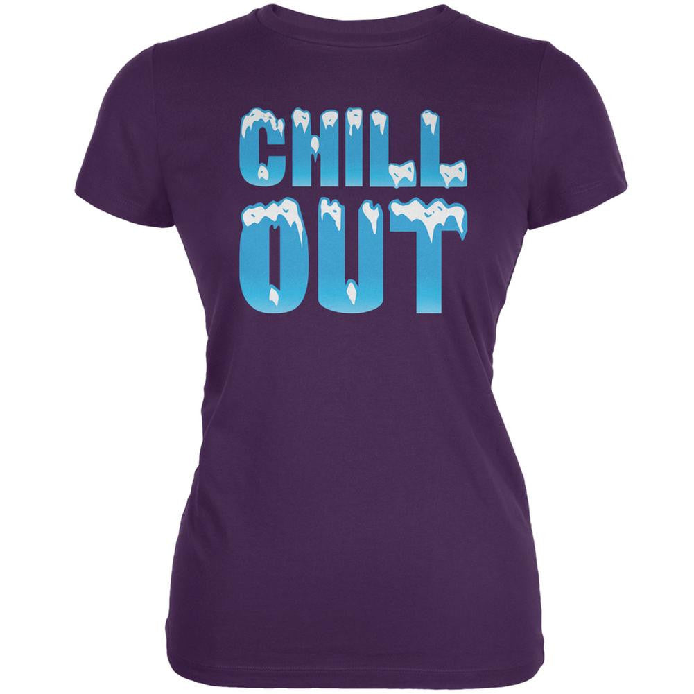 Chill Out Purple Juniors Soft T-Shirt Juniors T-Shirts Old Glory 2XL Purple 