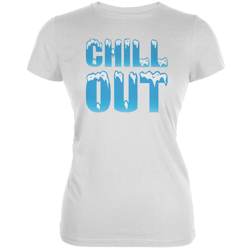 Chill Out White Juniors Soft T-Shirt Juniors T-Shirts Old Glory 2XL White 