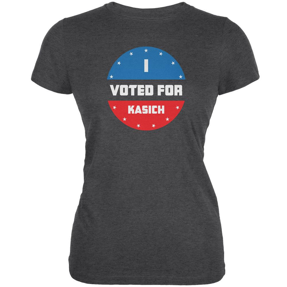 Election 2016 I Voted For Kasich Dark Heather Juniors Soft T-Shirt Juniors T-Shirts Old Glory 2XL Grey 