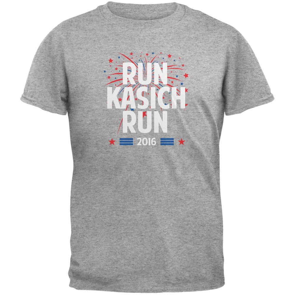 Election 2016 Run Kasich Run Heather Grey Adult T-Shirt Men's T-Shirts Old Glory 2XL Grey 