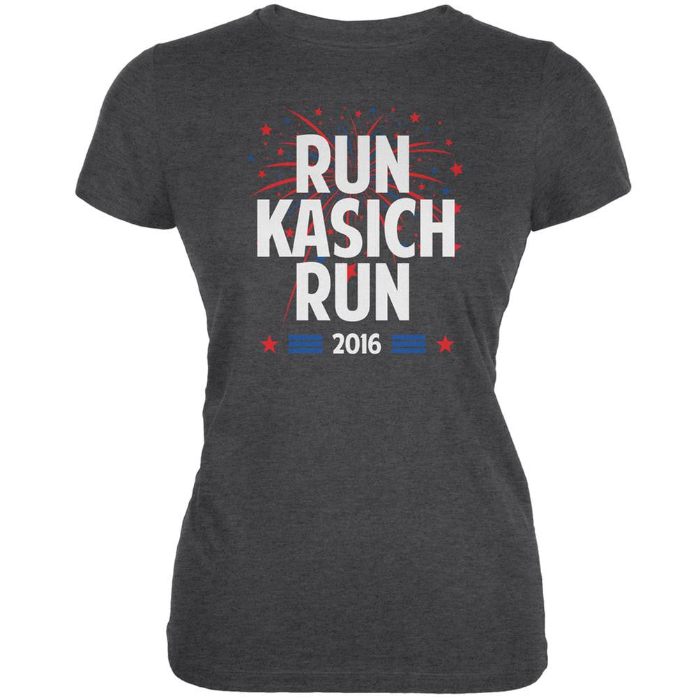 Election 2016 Run Kasich Run Dark Heather Juniors Soft T-Shirt Juniors T-Shirts Old Glory 2XL Grey 