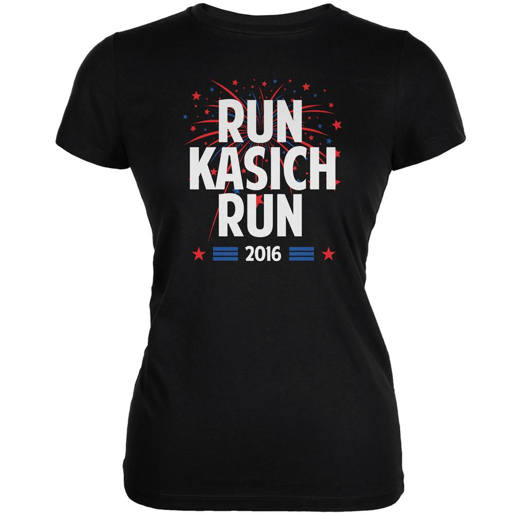 Election 2016 Run Kasich Run Black Juniors Soft T-Shirt Juniors T-Shirts Old Glory 2XL Black 