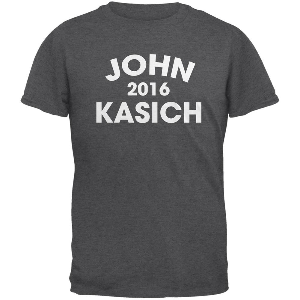 Election 2016 John Kasich Varsity Dark Heather Adult T-Shirt Men's T-Shirts Old Glory 2XL Grey 