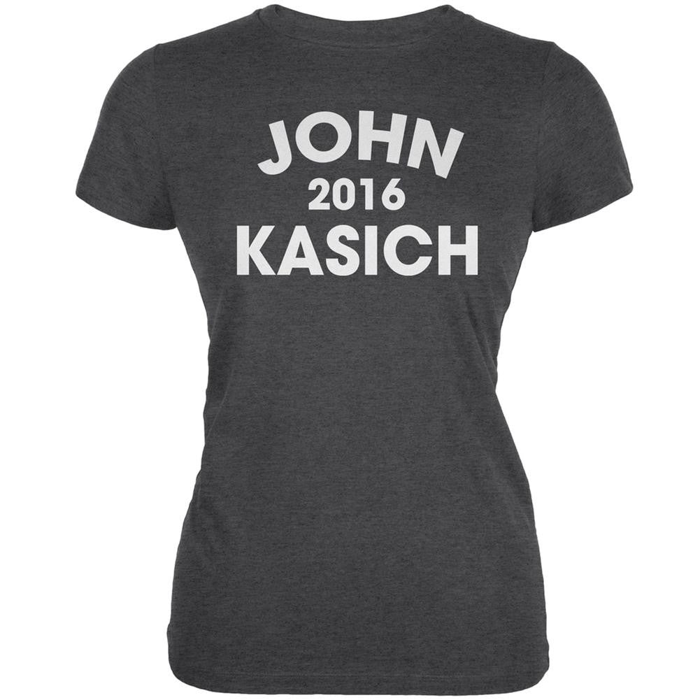 Election 2016 John Kasich Varsity Dark Heather Juniors Soft T-Shirt Juniors T-Shirts Old Glory 2XL Grey 