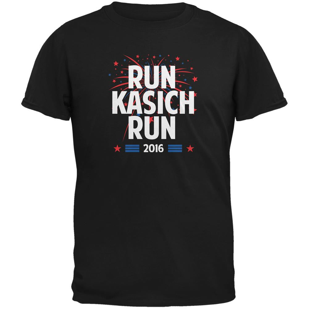 Election 2016 Run Kasich Run Black Adult T-Shirt Men's T-Shirts Old Glory 2XL Black 