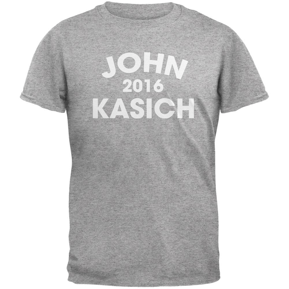 Election 2016 John Kasich Varsity Heather Grey Adult T-Shirt Men's T-Shirts Old Glory 2XL Grey 