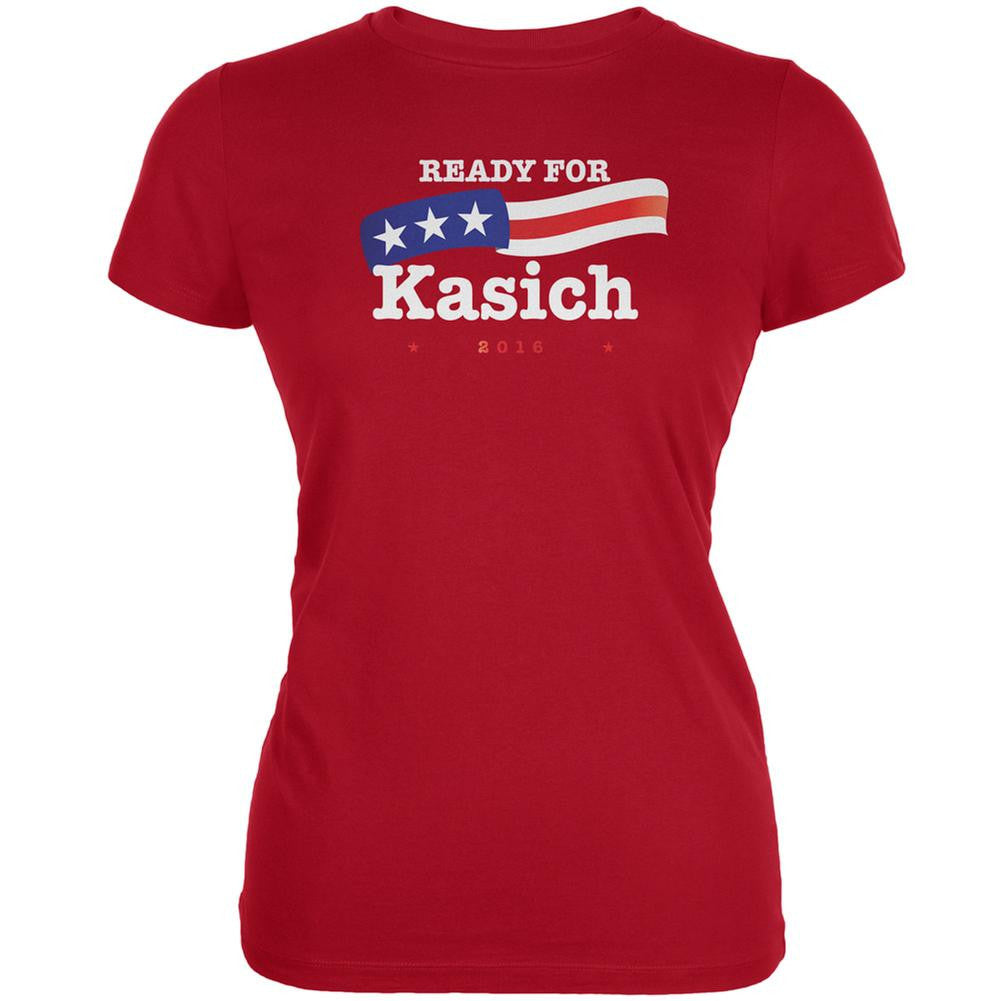 Election 2016 Ready for Kasich Red Juniors Soft T-Shirt Juniors T-Shirts Old Glory 2XL Red 