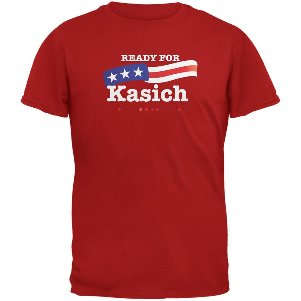 Election 2016 Ready for Kasich Red Adult T-Shirt Men's T-Shirts Old Glory 2XL Red 