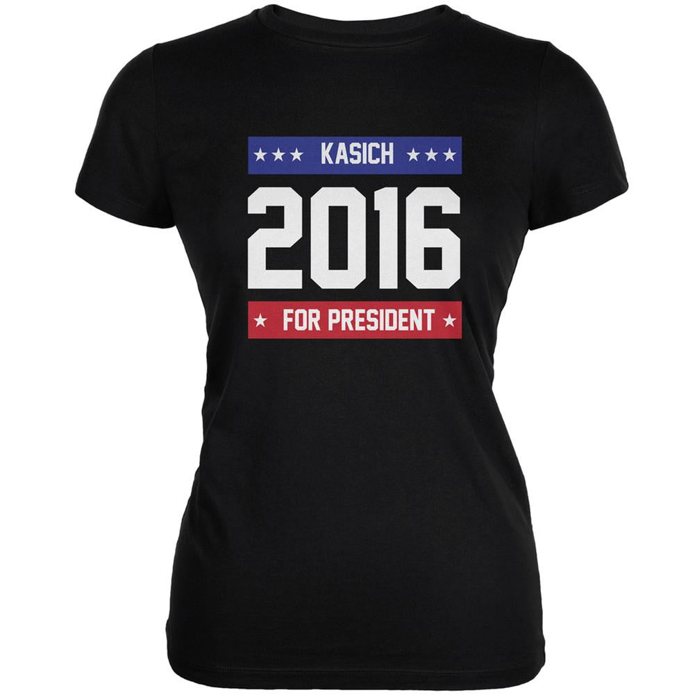 Election 2016 Kasich For President 2016 Black Juniors Soft T-Shirt Juniors T-Shirts Old Glory 2XL Black 