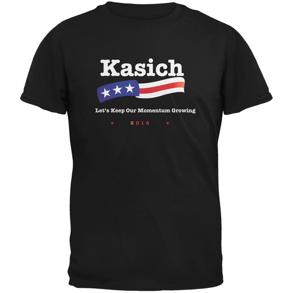 Election 2016 Kasich Momentum Growing Black Adult T-Shirt Men's T-Shirts Old Glory 2XL Black 