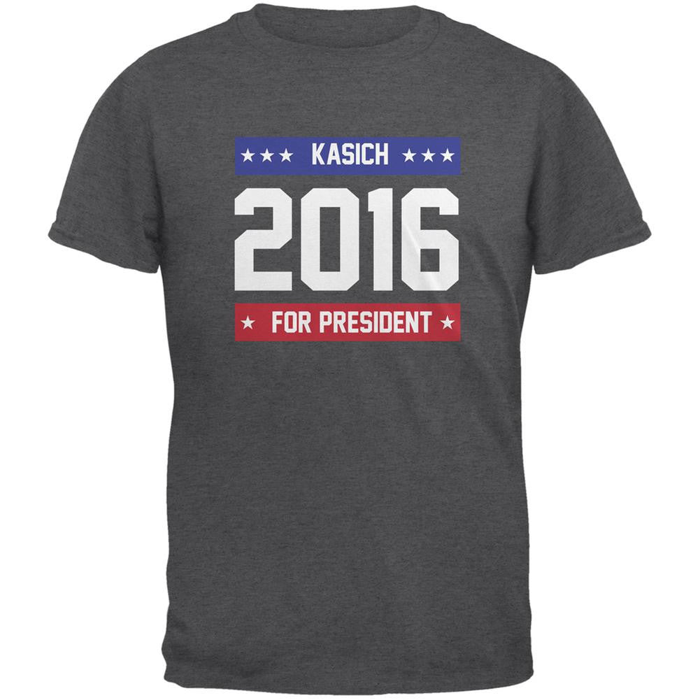 Election 2016 Kasich For President 2016 Dark Heather Adult T-Shirt Men's T-Shirts Old Glory 2XL Grey 