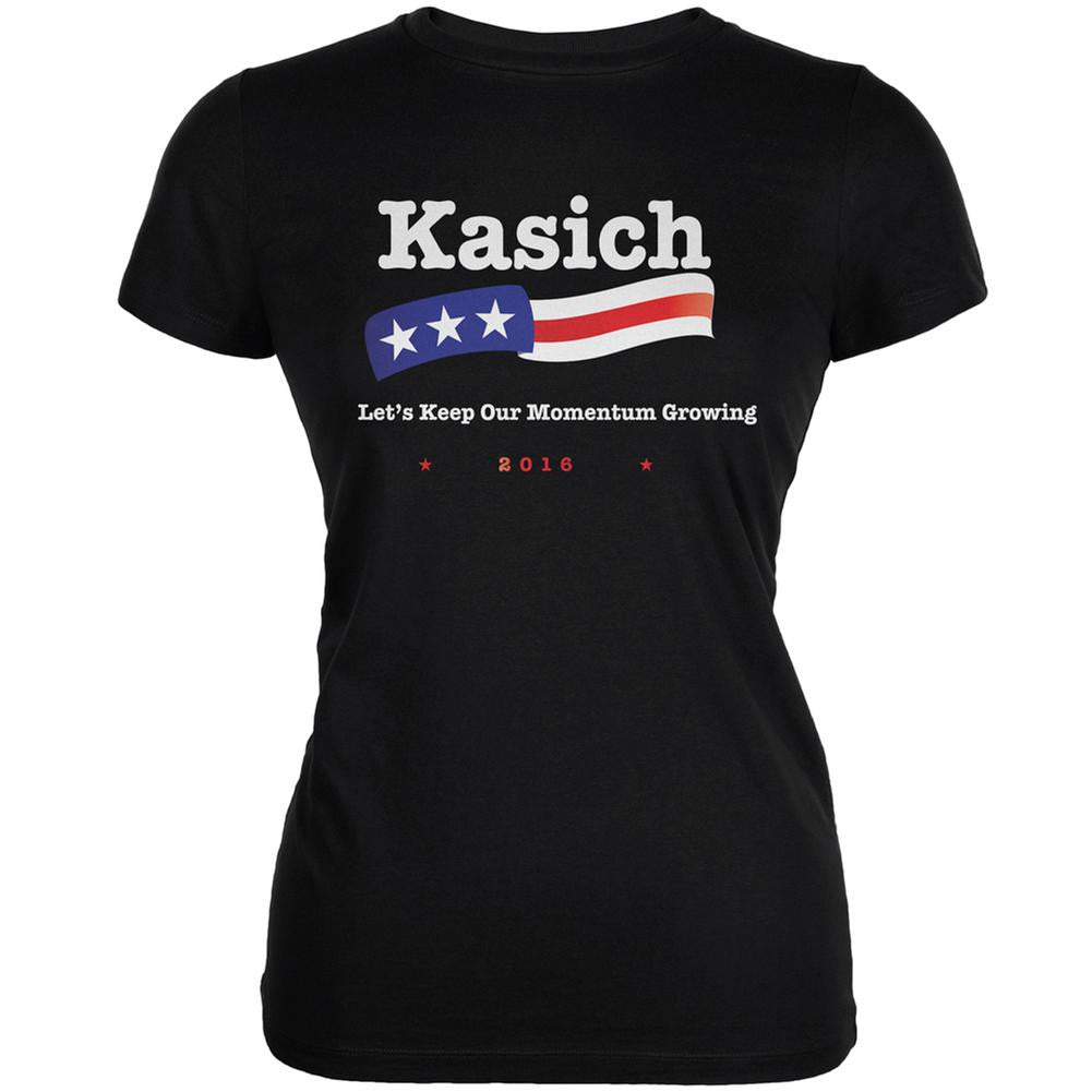 Election 2016 Kasich Momentum Growing Black Juniors Soft T-Shirt Juniors T-Shirts Old Glory 2XL Black 