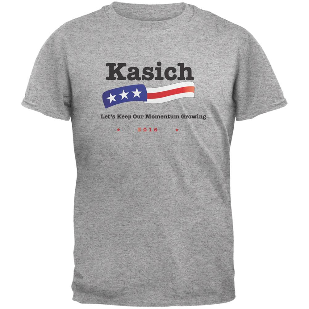 Election 2016 Kasich Momentum Growing Heather Grey Adult T-Shirt Men's T-Shirts Old Glory 2XL Grey 