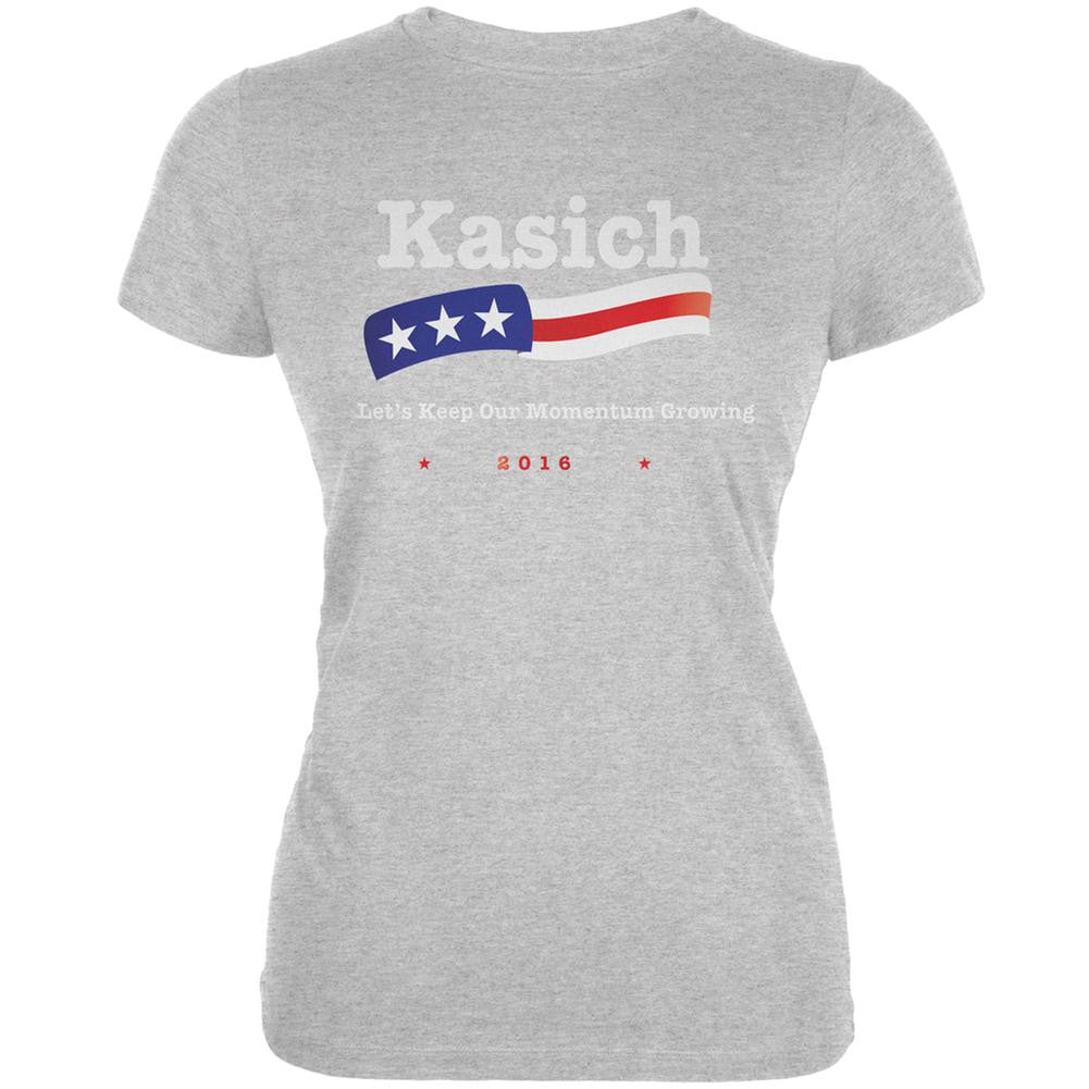 Election 2016 Kasich Momentum Growing Heather Juniors Soft T-Shirt Juniors T-Shirts Old Glory 2XL Grey 