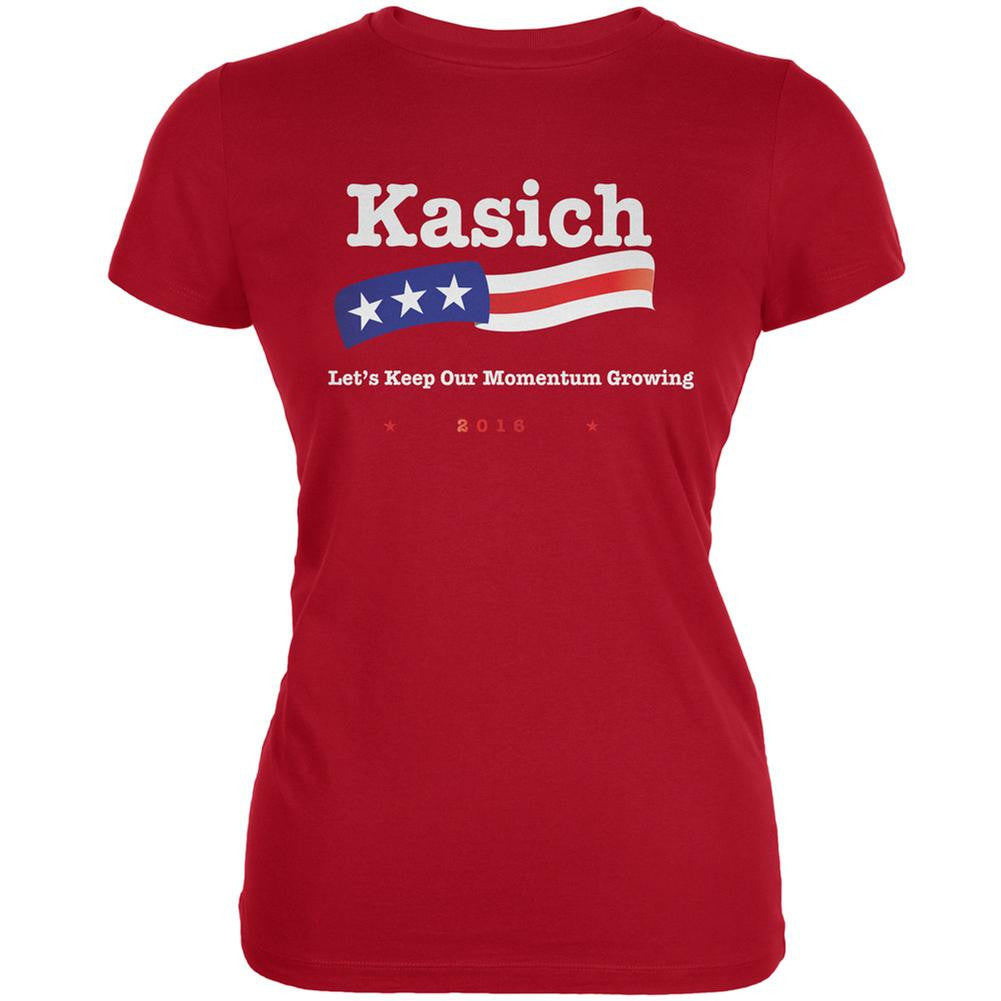 Election 2016 Kasich Momentum Growing Red Juniors Soft T-Shirt Juniors T-Shirts Old Glory 2XL Red 