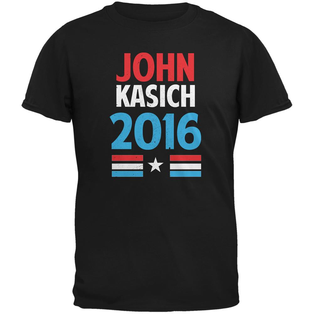 Election 2016 Kasich Vintage Text Black Adult T-Shirt Men's T-Shirts Old Glory 2XL Black 