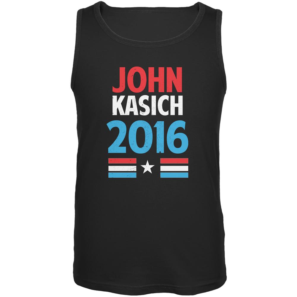 Election 2016 Kasich Vintage Text Black Adult Tank Top Men's Tank Tops Old Glory 2XL Black 