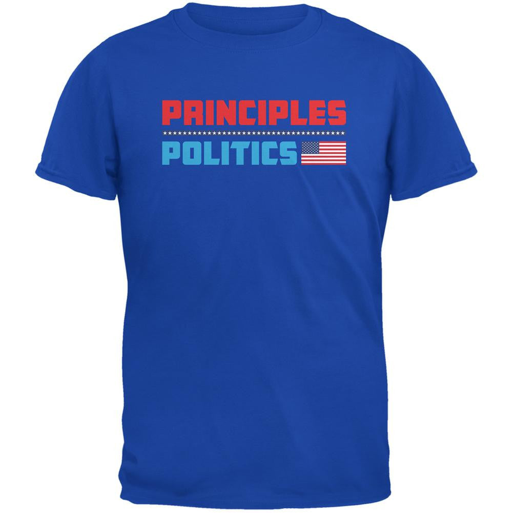 Election 2016 Principles Over Politics Royal Adult T-Shirt Men's T-Shirts Old Glory 2XL Blue 