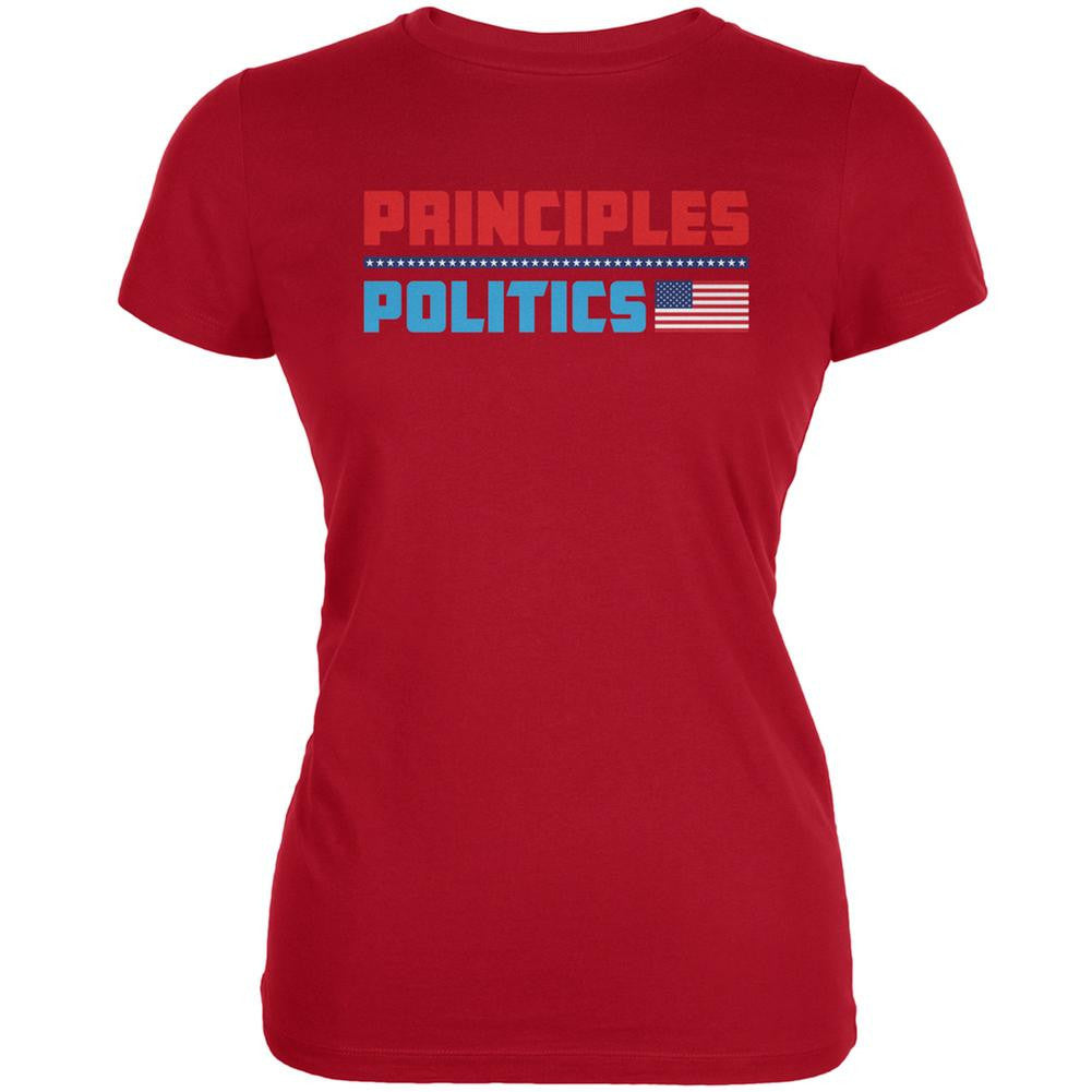 Election 2016 Principles Over Politics Red Juniors Soft T-Shirt Juniors T-Shirts Old Glory 2XL Red 