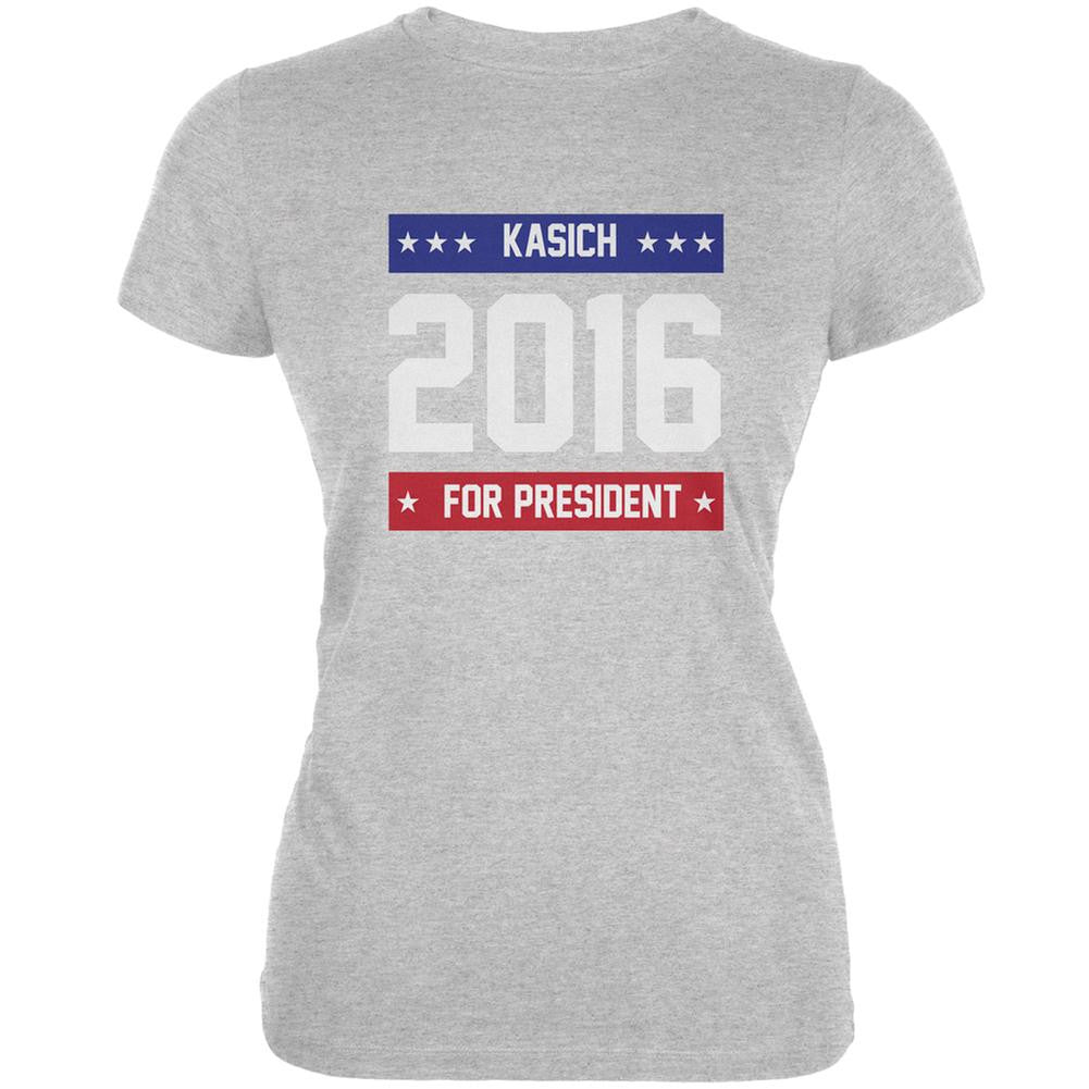 Election 2016 Kasich For President 2016 Heather Juniors Soft T-Shirt Juniors T-Shirts Old Glory 2XL Grey 