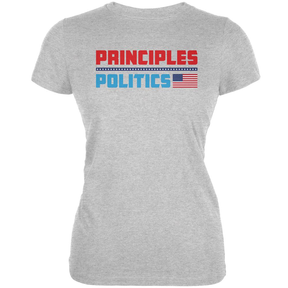 Election 2016 Principles Over Politics Heather Juniors Soft T-Shirt Juniors T-Shirts Old Glory 2XL Grey 