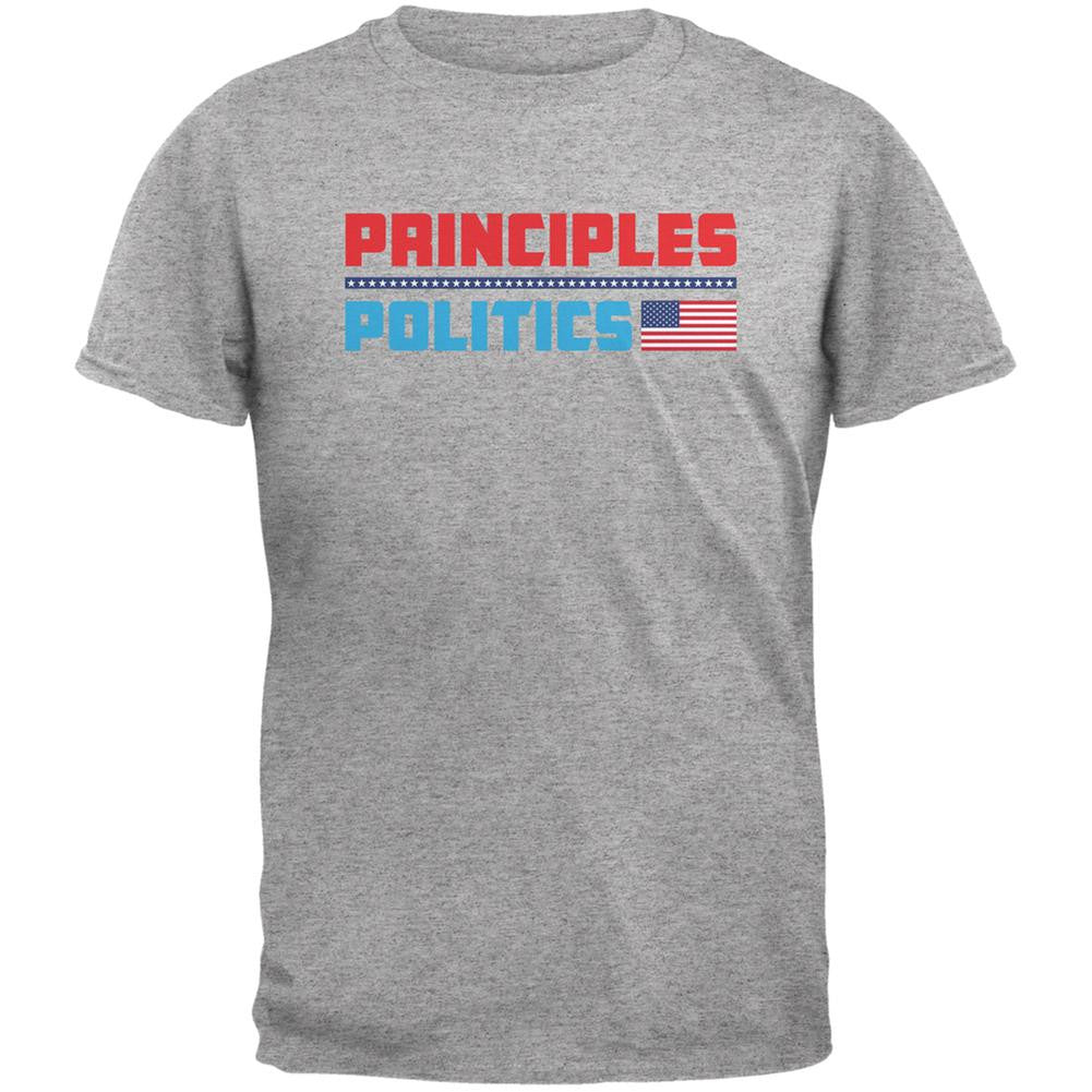 Election 2016 Principles Over Politics Heather Grey Adult T-Shirt Men's T-Shirts Old Glory 2XL Grey 