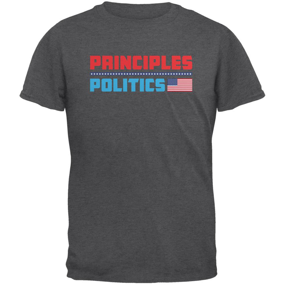 Election 2016 Principles Over Politics Dark Heather Adult T-Shirt Men's T-Shirts Old Glory 2XL Grey 