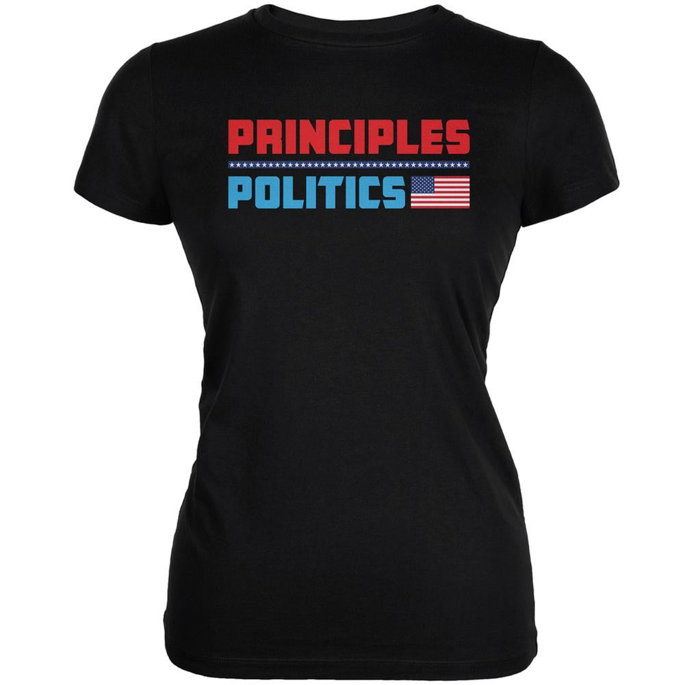 Election 2016 Principles Over Politics Black Juniors Soft T-Shirt Juniors T-Shirts Old Glory 2XL Black 