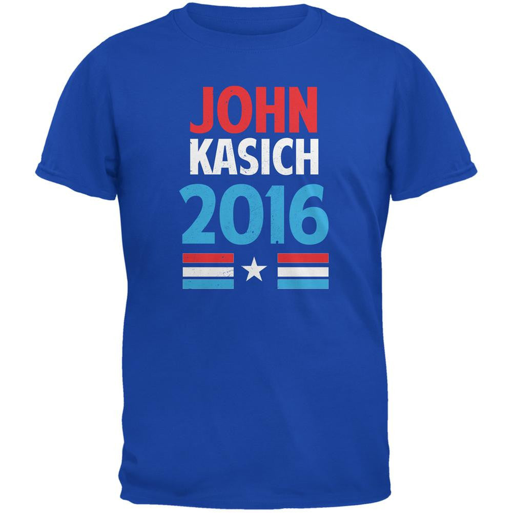 Election 2016 Kasich Vintage Text Royal Adult T-Shirt Men's T-Shirts Old Glory 2XL Blue 