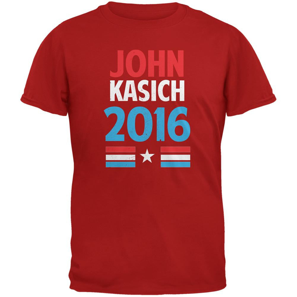 Election 2016 Kasich Vintage Text Red Adult T-Shirt Men's T-Shirts Old Glory 2XL Red 