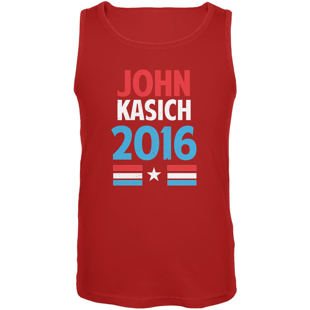 Election 2016 Kasich Vintage Text Red Adult Tank Top Men's Tank Tops Old Glory 2XL Red 