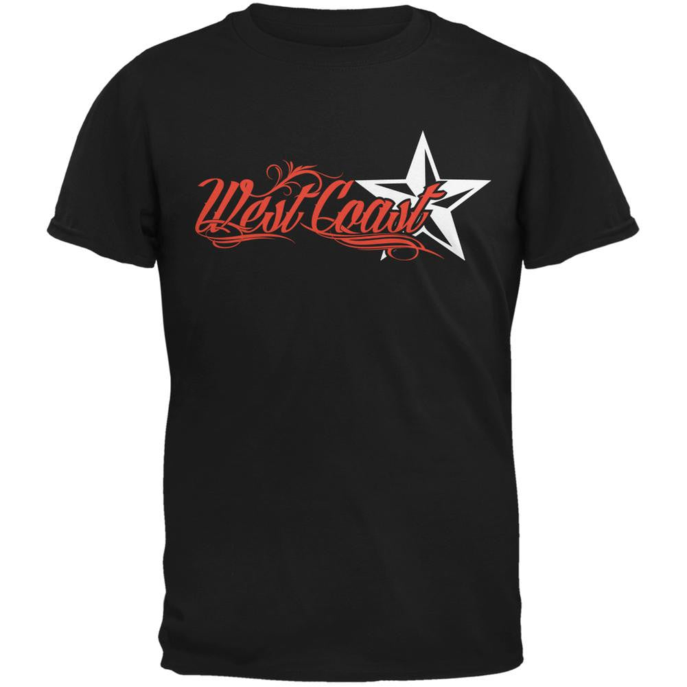 West Coast Nautical Star Black Adult T-Shirt Men's T-Shirts Old Glory 2XL Black 