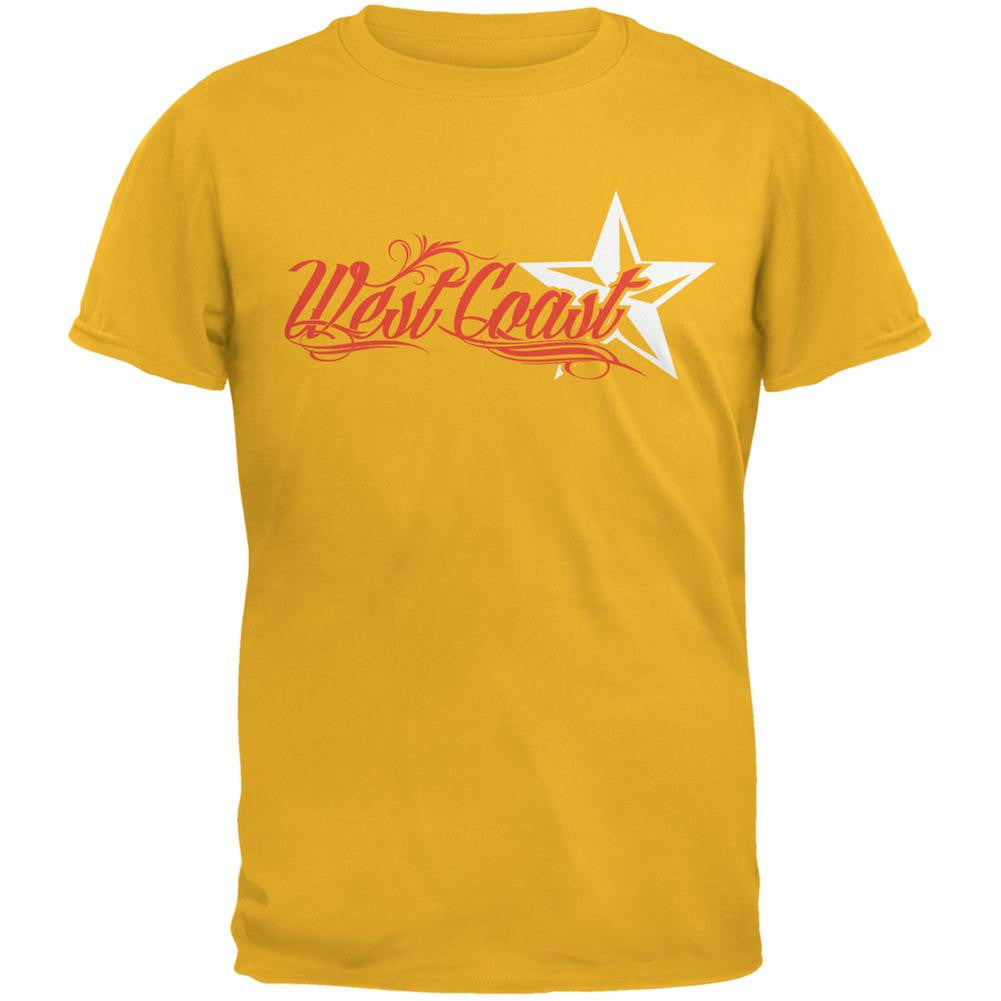 West Coast Nautical Star Gold Adult T-Shirt Men's T-Shirts Old Glory 2XL Yellow 