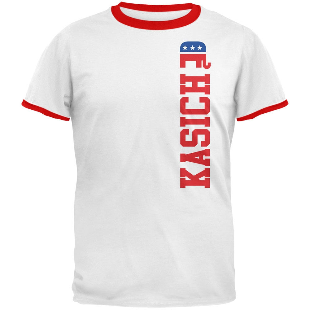 Election 2016 Team John Kasich White-Red Men's Ringer T-Shirt Men's T-Shirts Old Glory LG Multi 