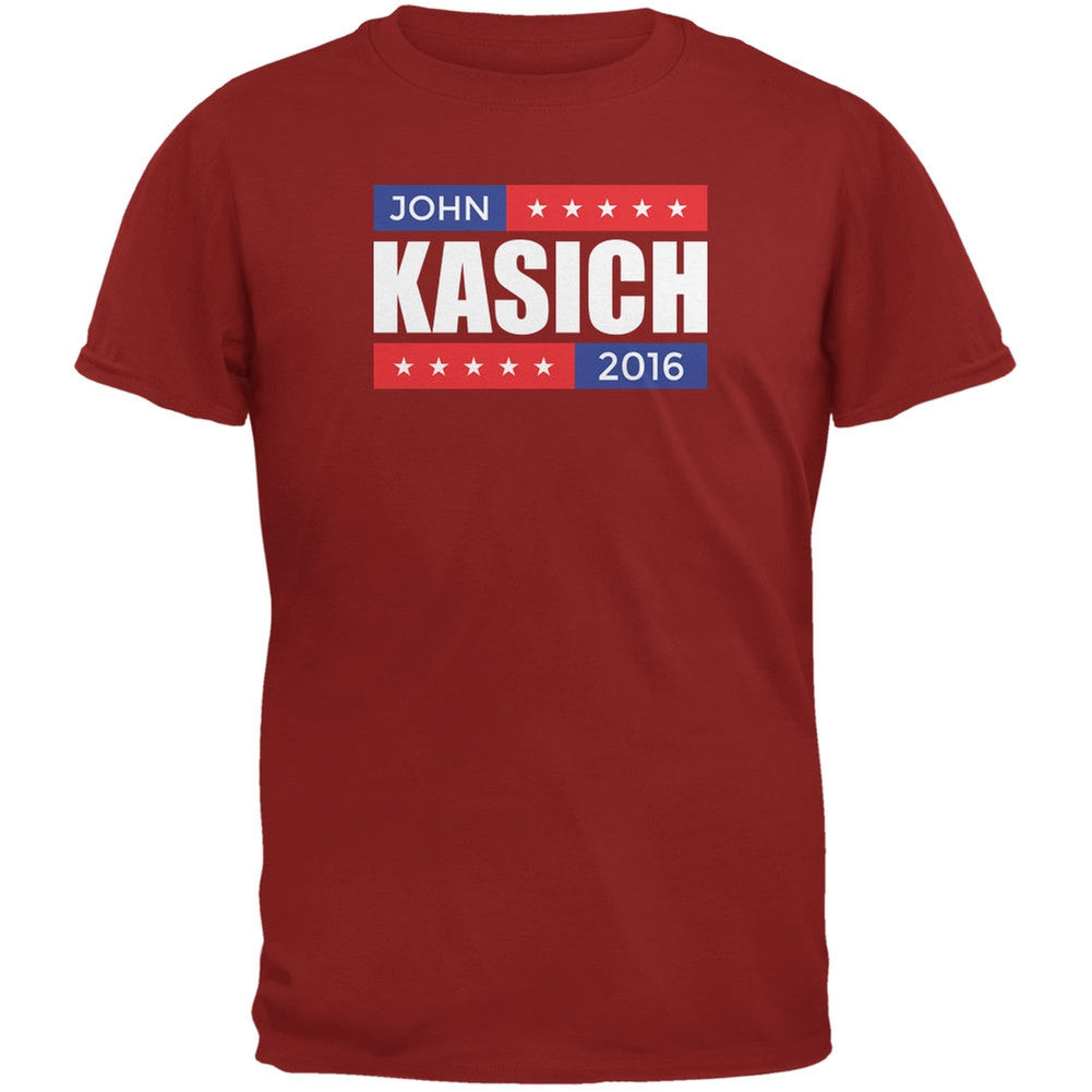 Election 2016 John Kasich Stacked Cardinal Red Adult T-Shirt Men's T-Shirts Old Glory 2XL Red 