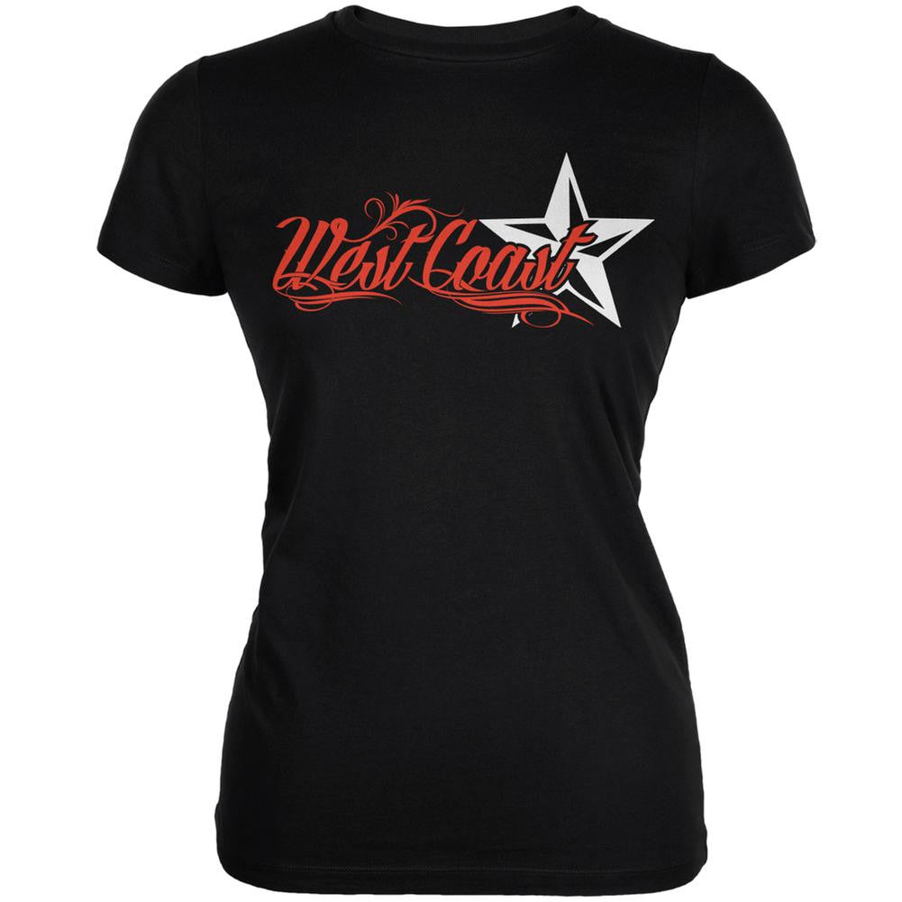 West Coast Nautical Star Black Juniors Soft T-Shirt Juniors T-Shirts Old Glory 2XL Black 