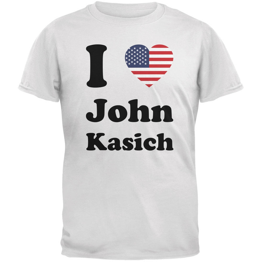 Election 2016 I Heart John Kasich White Adult T-Shirt Men's T-Shirts Old Glory 2XL White 